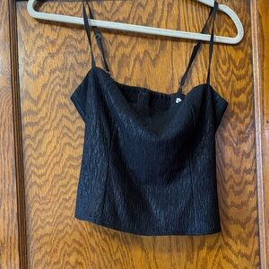 Reformation Textured Black Camisole Top